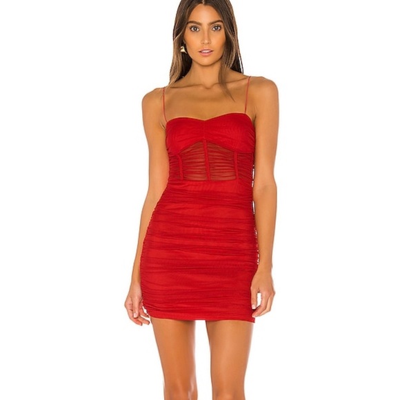 superdown Dresses & Skirts - Superdown Kambella Ruched‎ Mini Dress in Red size medium